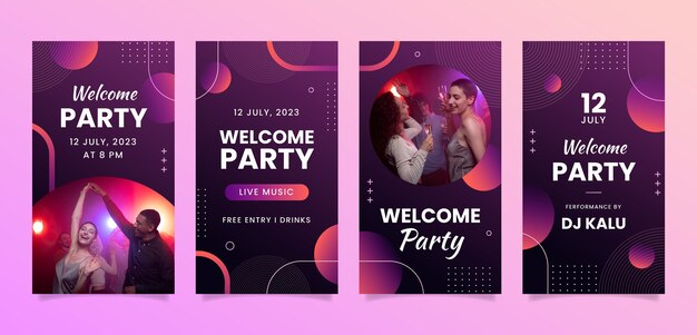 Historias de instagram de la fiesta de bienvenida degradada