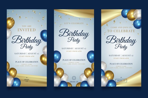 Historias de instagram de fiesta de feliz cumpleaños