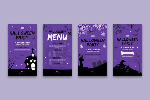 Vector gratuito historias de instagram de halloween