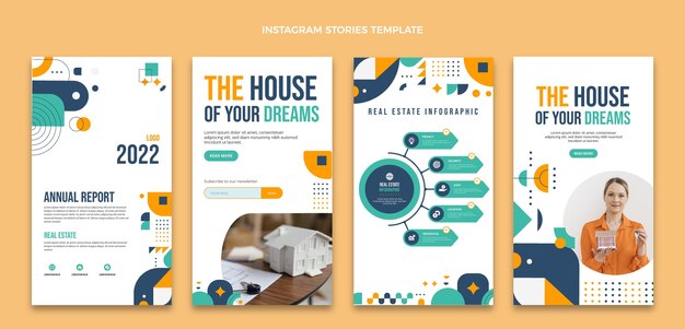 Historias de instagram inmobiliarias de diseño plano
