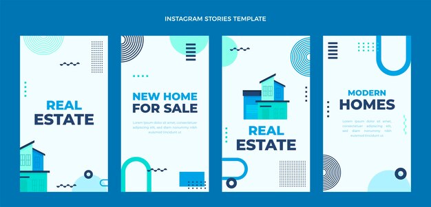 Historias de instagram inmobiliarias de diseño plano