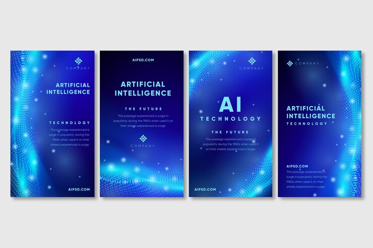 Vector gratuito historias de instagram de inteligencia artificial