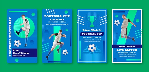 Historias de instagram de juego de fútbol degradado