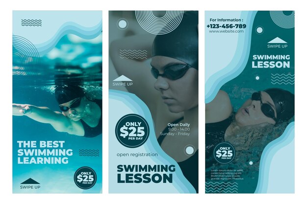Historias de instagram de lecciones de natación