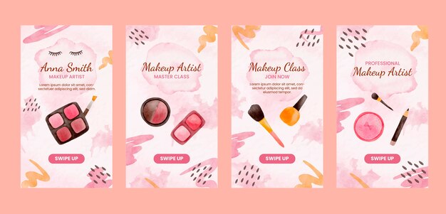 Historias de instagram de maquilladores de acuarela