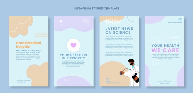 Historias de instagram médicas dibujadas a mano