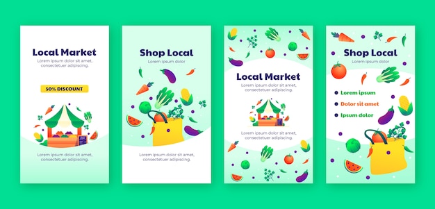 Historias de instagram del mercado local degradado