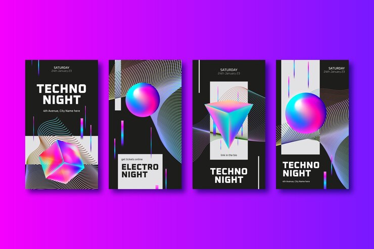 Vector gratuito historias de instagram de música electrónica dibujadas a mano