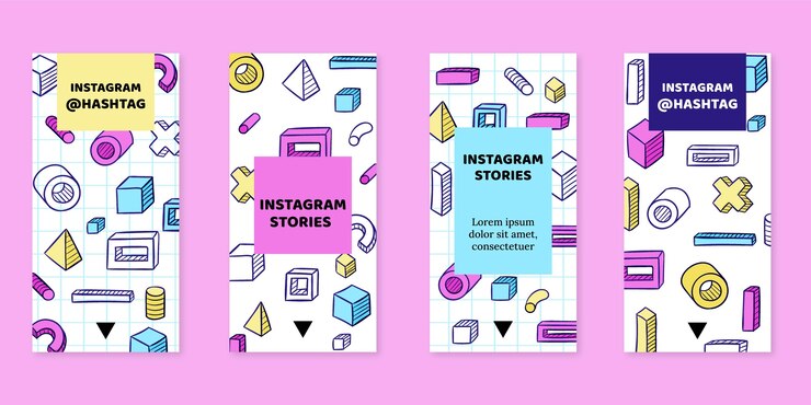 Vector gratuito historias de instagram nostálgicas de los 90 dibujadas a mano