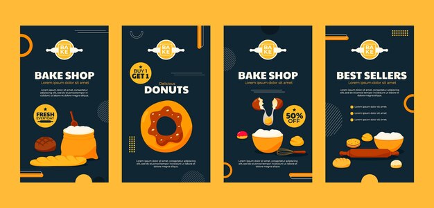Historias de instagram de panadería de estilo minimalista