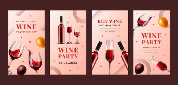 Vector gratuito historias de instagram realistas de la fiesta del vino