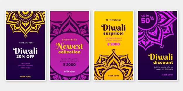 Historias de instagram de rebajas de diwali