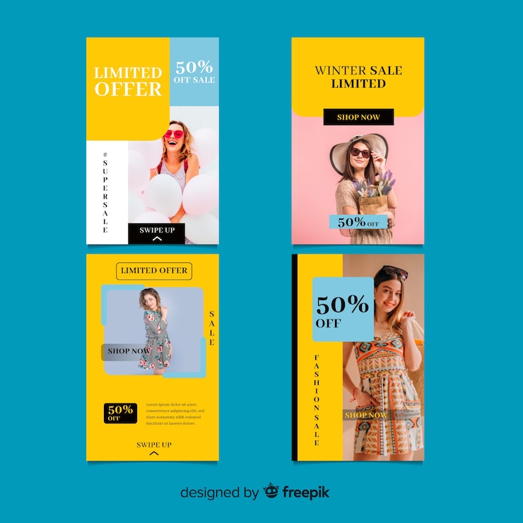 Vector gratuito historias de instagram de rebajas de moda