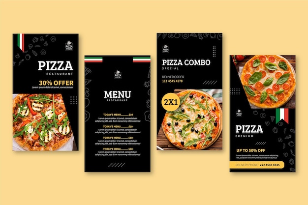 Vector gratuito historias de instagram de restaurante de pizza