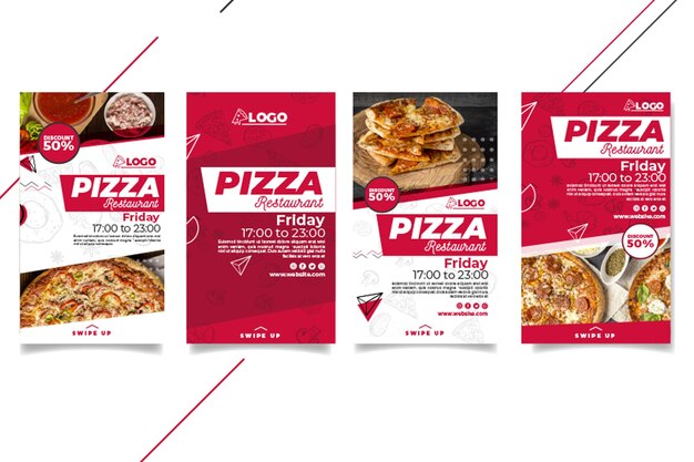 Historias de instagram de restaurante de pizza