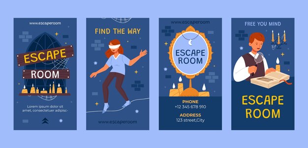 Historias de instagram de sala de escape dibujadas a mano
