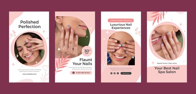 Historias de Instagram del salón de uñas Gradient