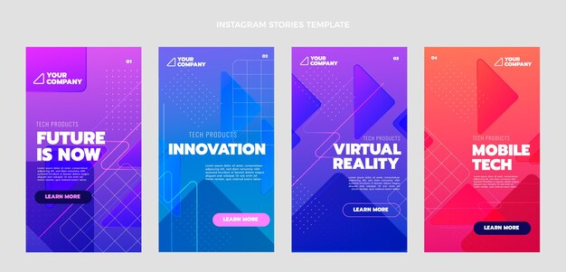 Historias de instagram de tecnología abstracta degradado