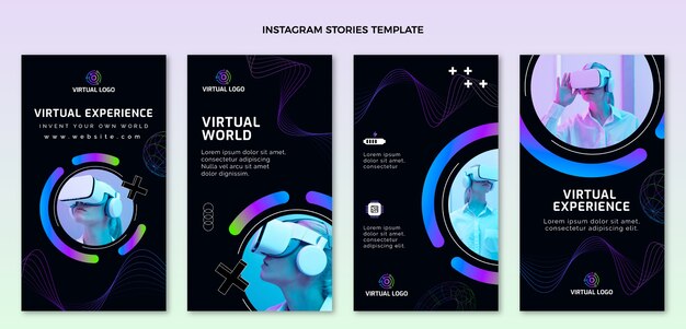 Historias de instagram de tecnología abstracta degradado