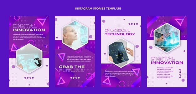 Historias de instagram de tecnología abstracta degradado