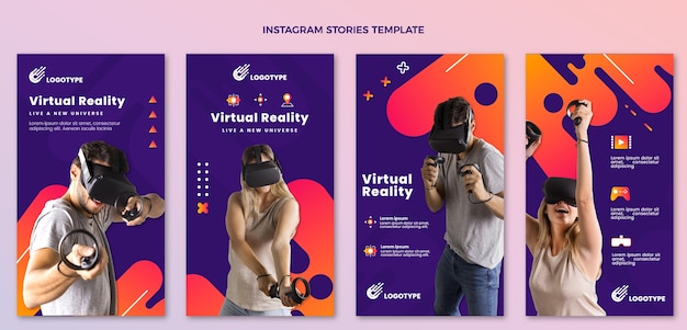 Vector gratuito historias de instagram de tecnología abstracta degradado