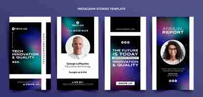 Vector gratuito historias de instagram de tecnología abstracta degradado