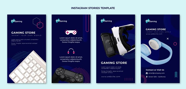 Historias de instagram de tecnología de diseño plano