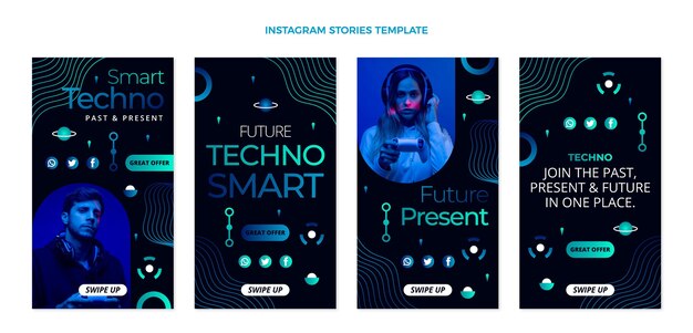 Historias de instagram de tecnología de gradiente