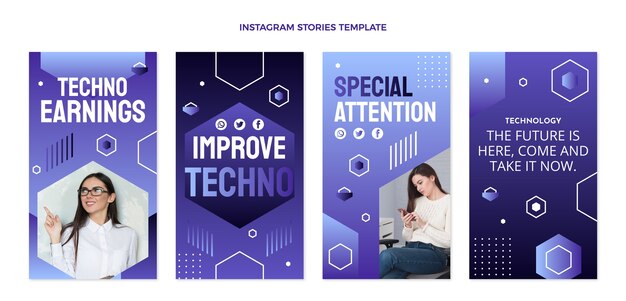 Historias de instagram de tecnología de gradiente
