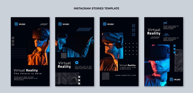 Historias de instagram de tecnología minimalista de diseño plano