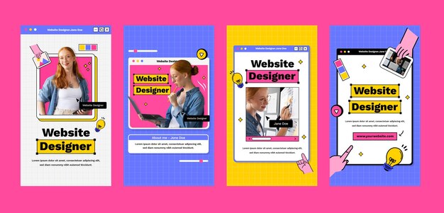 Historias de instagram de trabajo de diseñador web