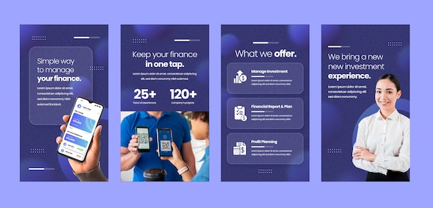 Historias de instagram de trabajo de finanzas degradadas