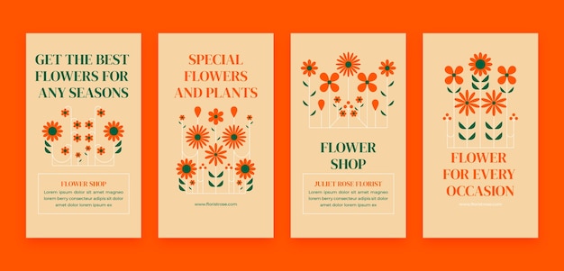 Vector gratuito historias de instagram de trabajo de floristería de plantas minimalistas