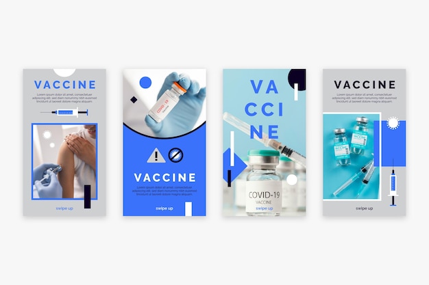 Historias de instagram de vacunas planas con fotos
