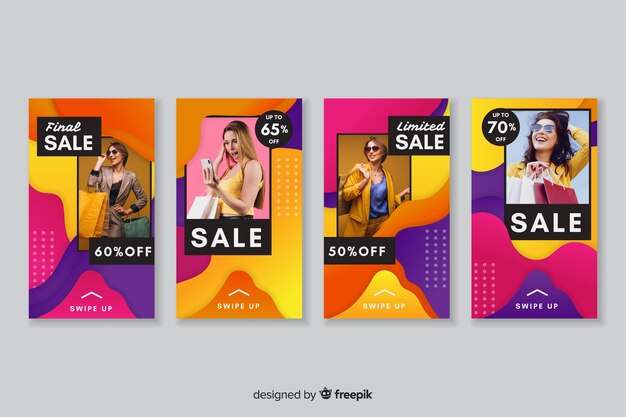 Historias de Instagram venta abstracta colorida con foto