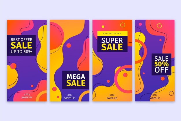 Historias de instagram de ventas abstractas gradiente