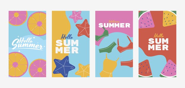 Historias de instagram de verano dibujadas a mano
