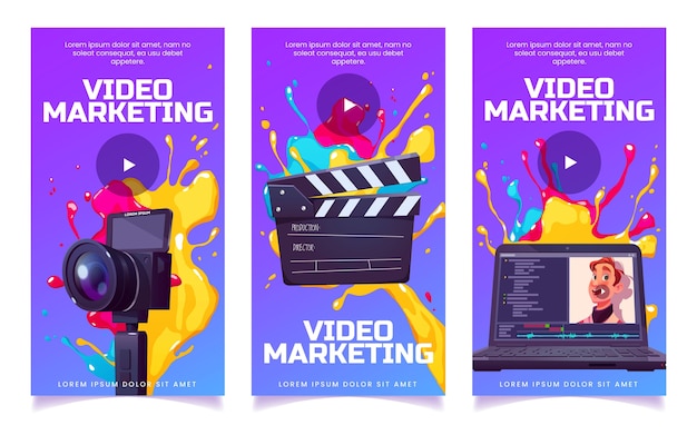 Vector gratuito historias de instagram de video marketing