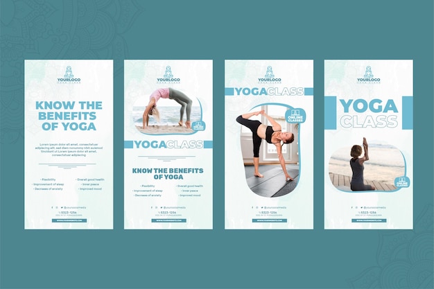 Vector gratuito historias de instagram de yoga