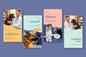 Vector gratuito historias veterinarias de instagram