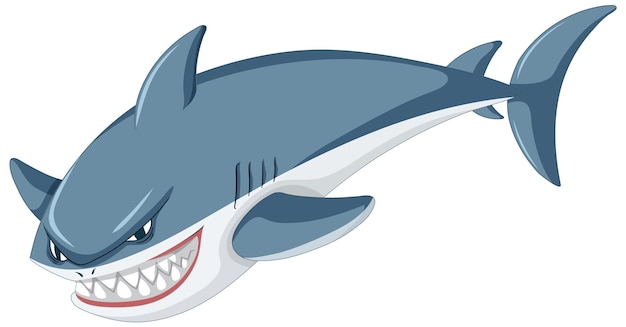 Vector gratuito historieta agresiva del gran tiburón blanco