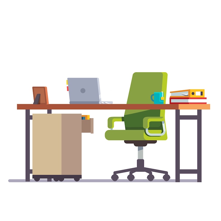 Vector gratuito hogar o escritorio de oficina con silla de ruedas