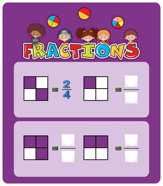 Vector gratuito una hoja de cálculo de fracciones matemáticas