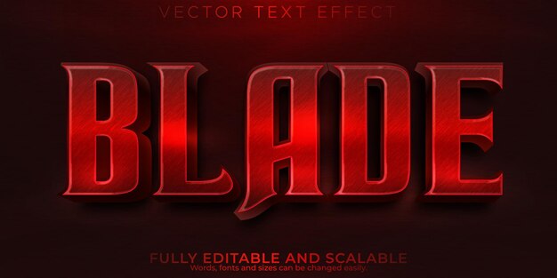 Hoja de efecto de texto editable, espada 3d y estilo de fuente de guerrero