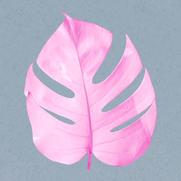 Vector gratuito hoja de monstera rosa en tono pastel