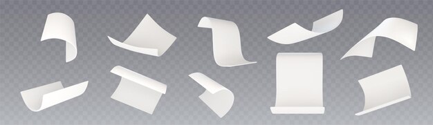 Hoja de papel de mosca blanca de 3d Documento aislado de caída