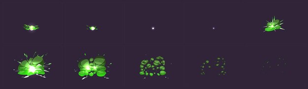 Hoja de sprite de animación de explosión verde
