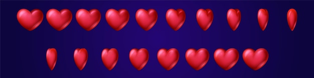 Hoja de sprite de animación de juego de vuelta de corazón rojo