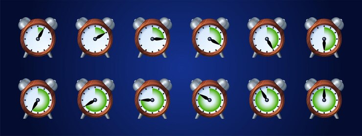 Vector gratuito hoja de sprite de animación de tiempo de iconos de juego de reloj