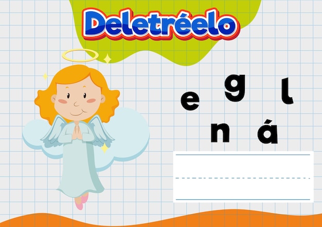 Vector gratuito hoja de trabajo de ortografía en español para niños en la educación